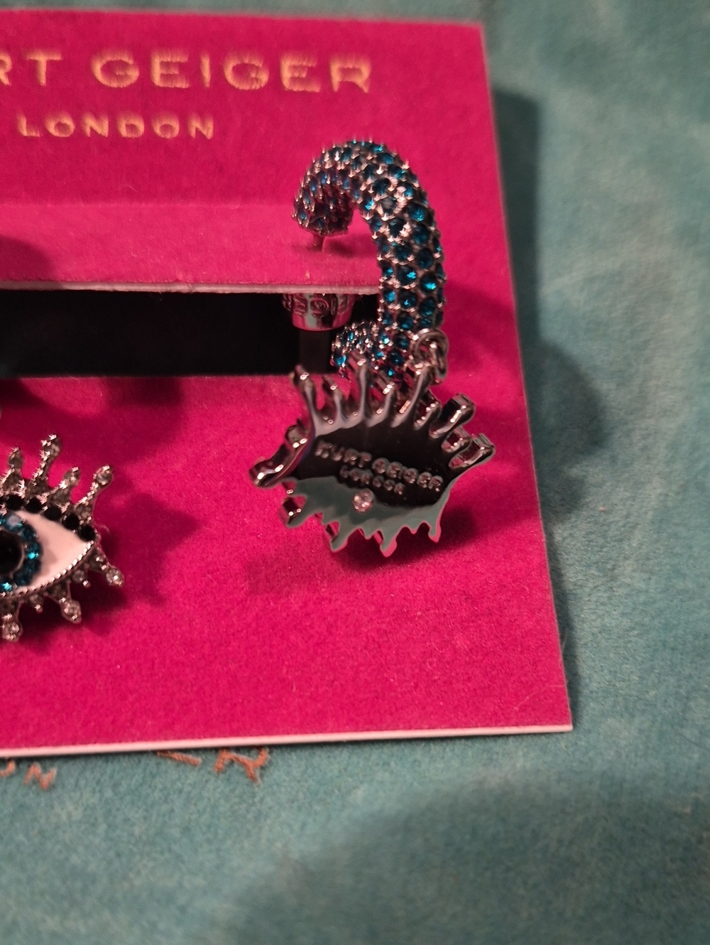 KURT GEIGER 👀 EVIL EYE DANGLE CZ Earrings $78 R 🎁 GIFT BAG NWT - Picture 4 of 6